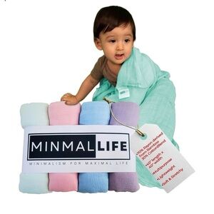 NWT MINIMAL LIFE Bamboo Swaddle Blanket Set Off-White